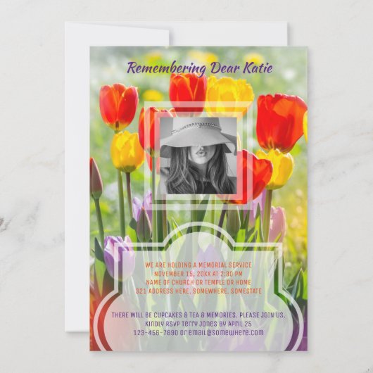 Maak van je eigen foto-Memorial Service Spring Tul Kaart (Achterkant)