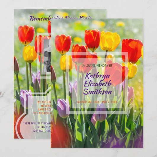Maak van je eigen foto-Memorial Service Spring Tul Kaart (Voorkant / Achterkant)