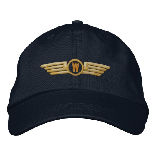 Maak van je Monogram Aviation Laurels Pilot Wings Geborduurde Pet (Voorkant)