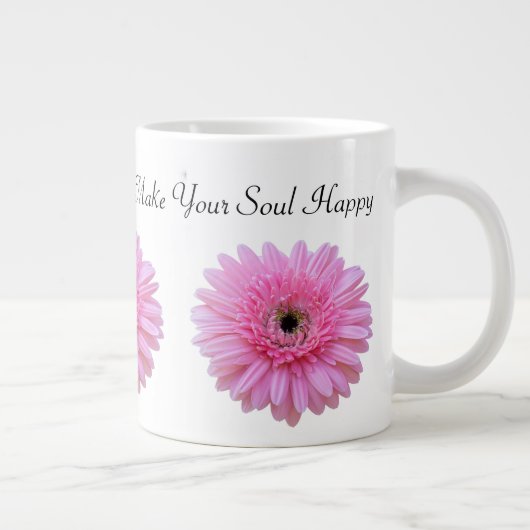 Maak van je sol Happy Pink Gerbera Daisy Grote Koffiekop (Rechts)