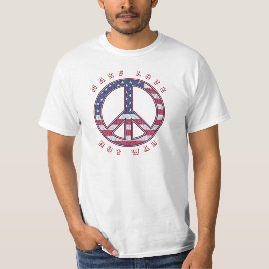 Maak van liefde geen oorlog || Amerikaans Vlag Vre T-shirt (Voorkant)