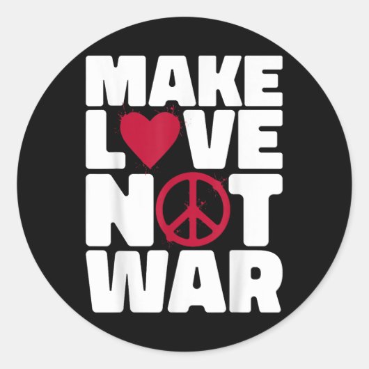 Maak van liefde geen oorlog ronde sticker (Voorkant)