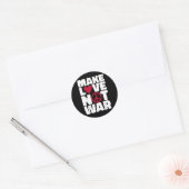 Maak van liefde geen oorlog ronde sticker (Envelop)