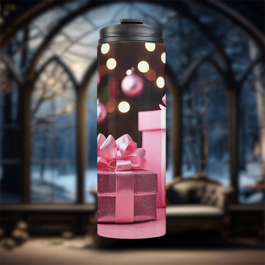 Maak van Mine een roze Kerst Thermal Tumbler Thermosbeker
