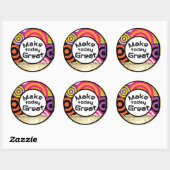Maak vandaag een geweldige quote ronde sticker (Vel)