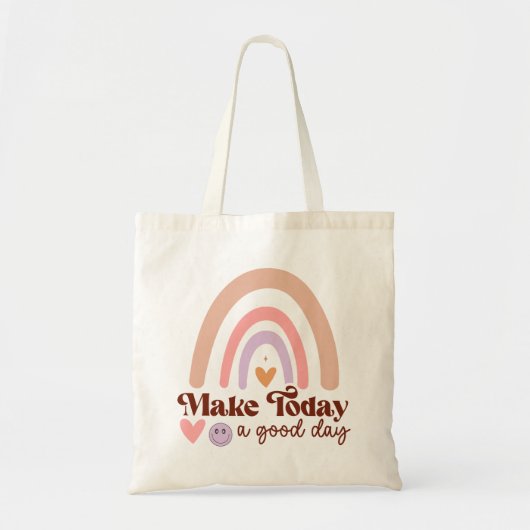 Maak vandaag een goede dag Boho Rainbow Canvas tas (Voorkant)