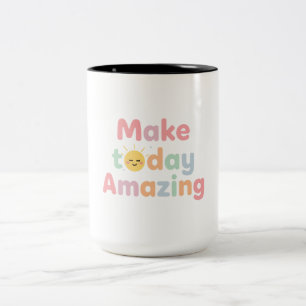 Maak Vandaag Geweldig Cute Pastel Design Tweekleurige Koffiemok