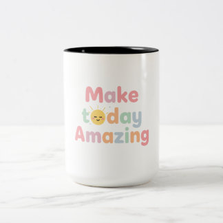 Maak Vandaag Geweldig Cute Pastel Design Tweekleurige Koffiemok