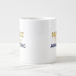 Maak Vandaag Geweldig Goud Marineblauw Zon Design Grote Koffiekop