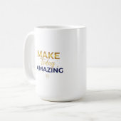 Maak Vandaag Geweldig Goud Navy Zon Design Koffiemok (Voorkant links)