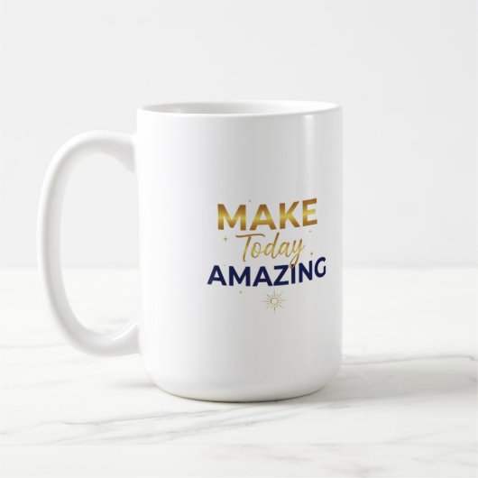 Maak Vandaag Geweldig Goud Navy Zon Design Koffiemok (Links)