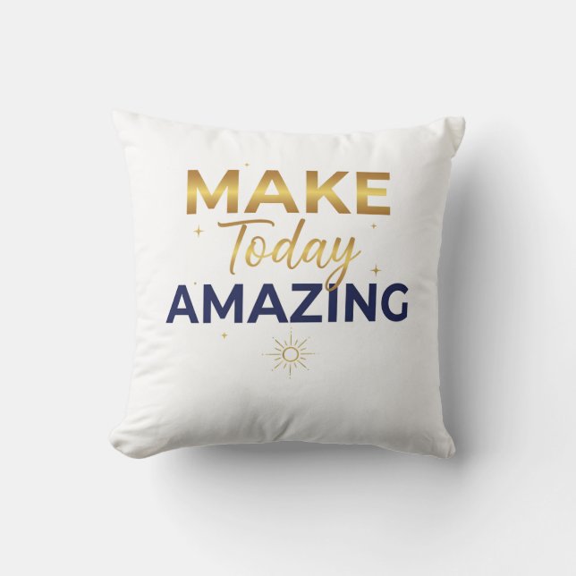 Maak Vandaag Geweldig Goud Navy Zon Design Kussen (Voorkant)