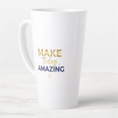 Maak Vandaag Geweldig Goud Navy Zon Design Latte Mok (Linkerhoek)