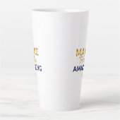Maak Vandaag Geweldig Goud Navy Zon Design Latte Mok (Voorkant)