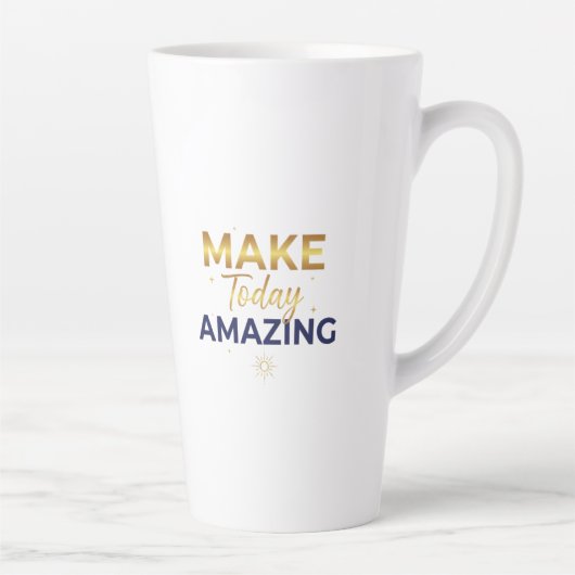 Maak Vandaag Geweldig Goud Navy Zon Design Latte Mok (Rechts)