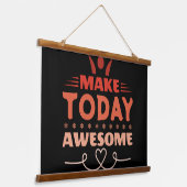 Maak Vandaag Geweldig Retro Typografie Hangend Wandkleed (Gebogen)