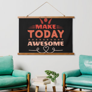 Maak Vandaag Geweldig Retro Typografie Hangend Wandkleed