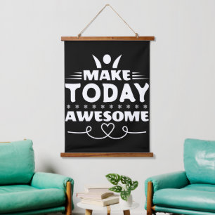 Maak Vandaag Geweldig Retro Typografie Hangend Wandkleed