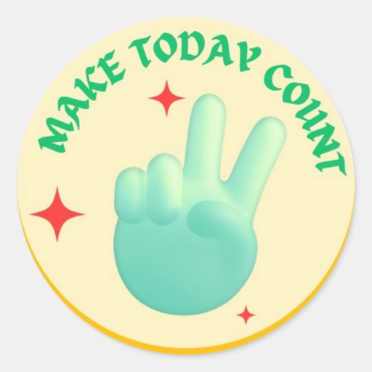 Maak vandaag tellen – Retro Peace Hand Sticker (Voorkant)