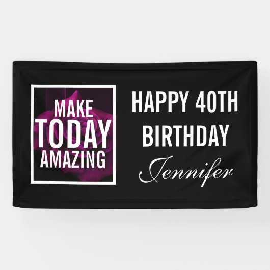 Maak vandaag Verbazingwekkend Paarse Roos Verjaard Spandoek (Horizontaal)