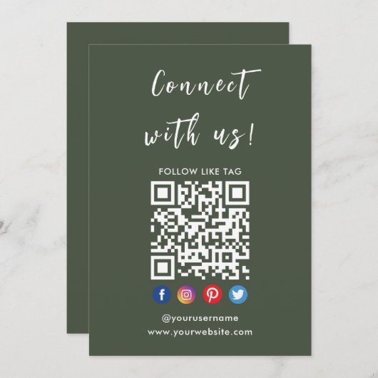 Maak verbinding met de Amerikaanse QR-code Social  Kaart (Voorkant / Achterkant)