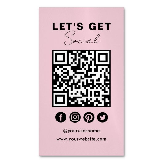 Maak verbinding met de Amerikaanse Social Media QR Magnetisch Visitekaartje (Voorkant Verticaal)