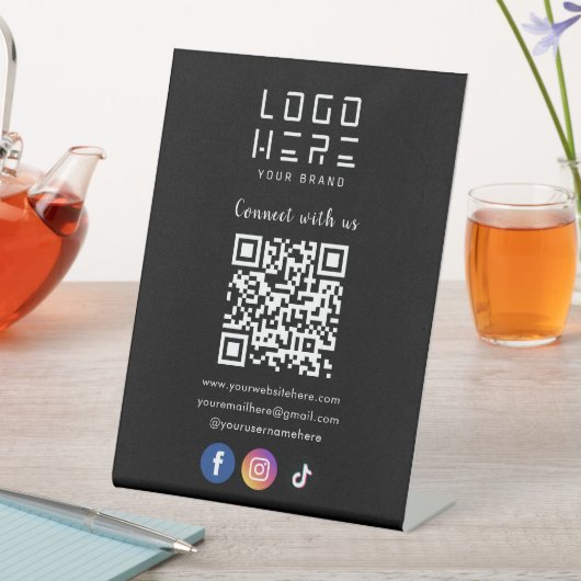 Maak verbinding met de Amerikaanse Social Media QR Reclamebord Met Voetstuk (Insitu)