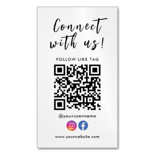 Maak verbinding met de Facebook Instagram Qr Code Magnetisch Visitekaartje