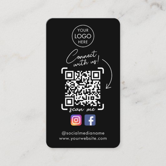 Maak verbinding met de Facebook QR-code van het zw Visitekaartje (Voorkant)