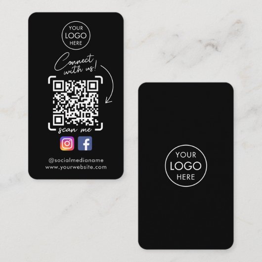 Maak verbinding met de Facebook QR-code van het zw Visitekaartje (Voorkant / Achterkant)