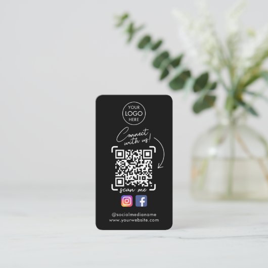 Maak verbinding met de Facebook QR-code van het zw Visitekaartje (Staand voorkant)