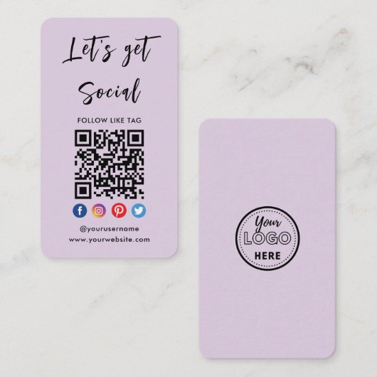 Maak verbinding met de Paarse QR-code voor sociale Visitekaartje (Voorkant / Achterkant)