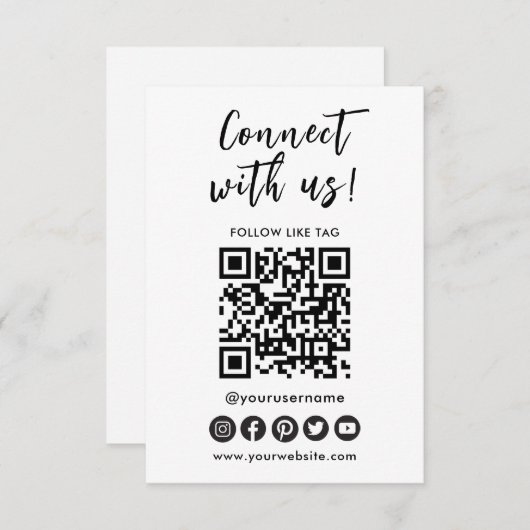 Maak verbinding met de sociale media QR-code van o Kaart (Voorkant / Achterkant)
