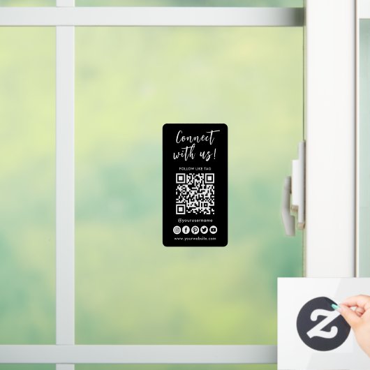 Maak verbinding met de sociale media QR-code van o Raamsticker (Huis)