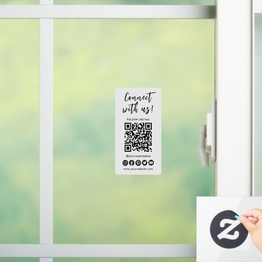 Maak verbinding met de sociale media QR-code van o Raamsticker (Huis)