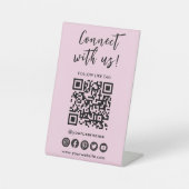 Maak verbinding met de sociale media QR-code van o Reclamebord Met Voetstuk (Voorkant)