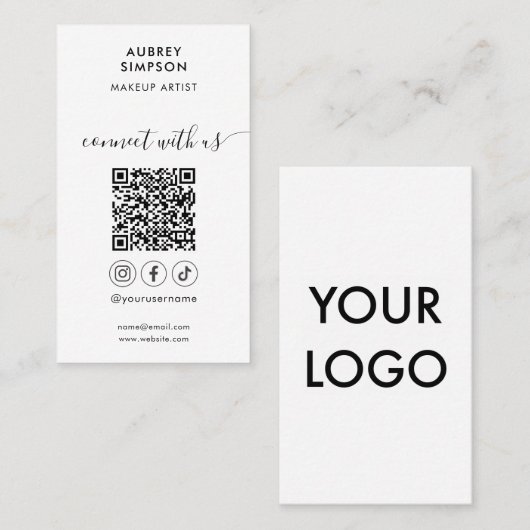 Maak verbinding met de sociale media QR-code van o Visitekaartje (Voorkant / Achterkant)