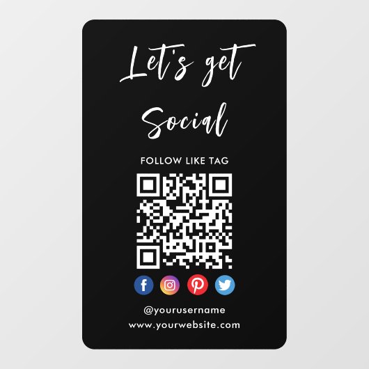 Maak verbinding met de zwarte Qr-code voor sociale Raamsticker (Vel)