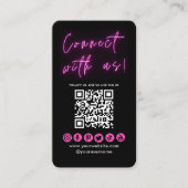 Maak verbinding met de zwarte roze QR-code sociale Visitekaartje (Voorkant)