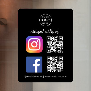 Maak verbinding met ons Instagram Facebook QR Code Raamsticker