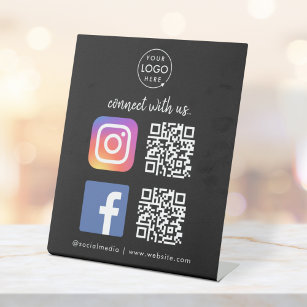 Maak verbinding met ons Instagram Facebook QR Code Reclamebord Met Voetstuk