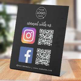 Maak verbinding met ons Instagram Facebook QR Code Reclamebord Met Voetstuk