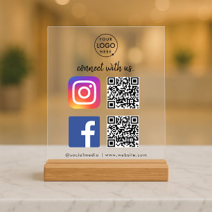 Maak verbinding met ons Instagram Facebook Social Acryl Bord