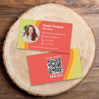 Maak verbinding met ons | Moderne foto-kleurige QR Visitekaartje