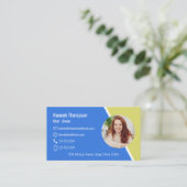 Maak verbinding met ons | Moderne QR-fotocode Blau Visitekaartje (Staand voorkant)