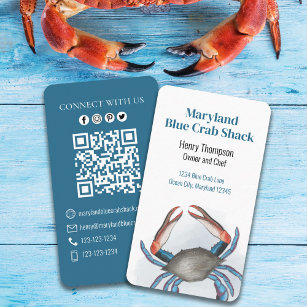 Maak verbinding met ons   QR Code Blue Crab Coasta Visitekaartje