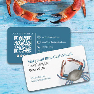 Maak verbinding met ons   QR Code Blue Crab Coasta Visitekaartje