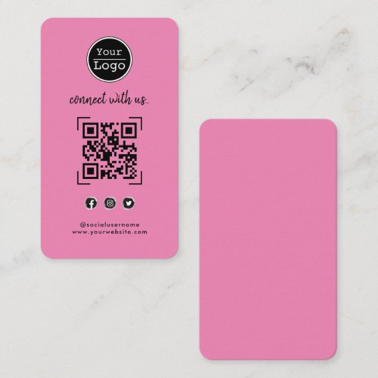 Maak verbinding met ons | QR-code sociale media ro Visitekaartje (Voorkant / Achterkant)