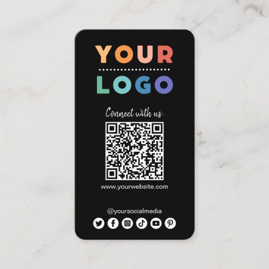 Maak verbinding met ons Social Media QR Code Black Visitekaartje (Voorkant)