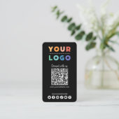 Maak verbinding met ons Social Media QR Code Black Visitekaartje (Staand voorkant)